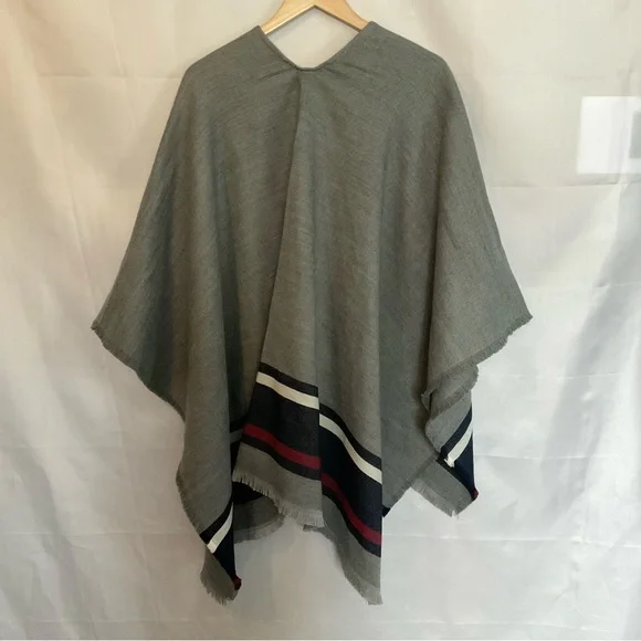 Tommy Hilfiger Classic Stripe Draped Shawl Cape Poncho - Picture 5 of 5